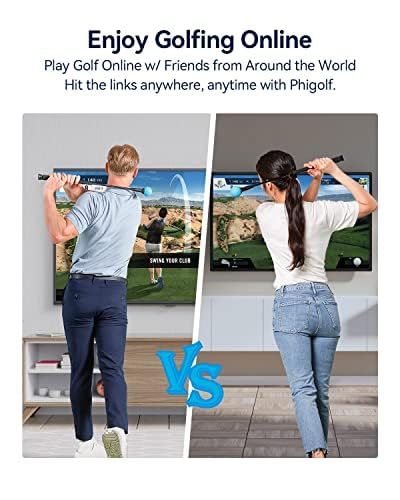 PHIGOLF Home Golf Game Simulator: Enjoy Interactive Golf with Motion Sensor & Swing Stick for Indoor & Outdoor Fun – 38,000+ Courses Worldwide, Compatible with Android, iOS, App & E6 Connect