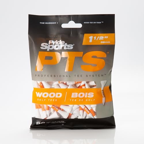 PrideSports PTS Wood Golf Tees | 100 Count, 2-3/4 Inch | #1 Wood Tee on Tour | Best for Drivers & Woods