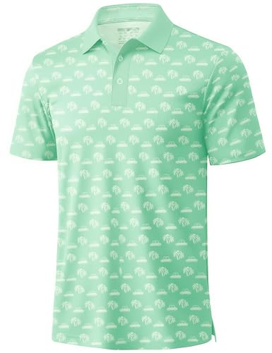 MAGCOMSEN Mens Golf Shirt Short Sleeve Dry Fit Moisture Wicking Golf Polos Casual Performance Print Collared Shirt Men