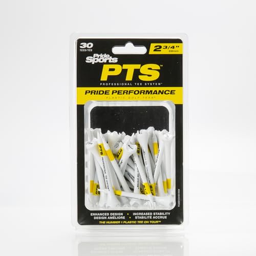PrideSports PTS Plastic Golf Tees | 30 Count, 1-1/2 Inch | #1 Plastic Tee on Tour | Best for Irons, Hybrids, and Woods