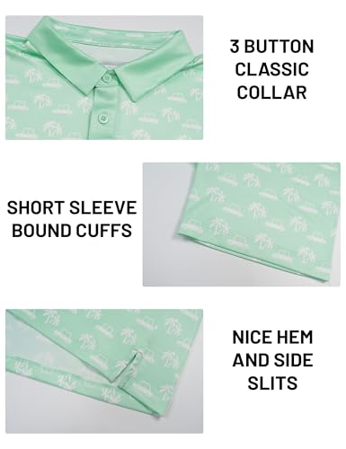MAGCOMSEN Mens Golf Shirt Short Sleeve Dry Fit Moisture Wicking Golf Polos Casual Performance Print Collared Shirt Men