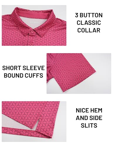 MAGCOMSEN Mens Golf Shirt Short Sleeve Dry Fit Moisture Wicking Golf Polos Casual Performance Print Collared Shirt Men