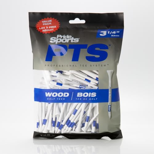 PrideSports PTS Wood Golf Tees | 100 Count, 2-3/4 Inch | #1 Wood Tee on Tour | Best for Drivers & Woods