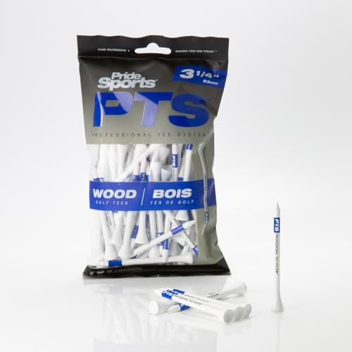 PrideSports PTS Wood Golf Tees | 100 Count, 2-3/4 Inch | #1 Wood Tee on Tour | Best for Drivers & Woods