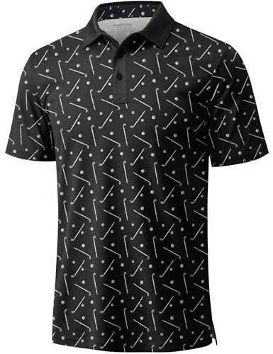 MAGCOMSEN Mens Golf Shirt Short Sleeve Dry Fit Moisture Wicking Golf Polos Casual Performance Print Collared Shirt Men