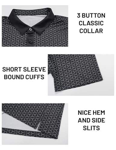 MAGCOMSEN Mens Golf Shirt Short Sleeve Dry Fit Moisture Wicking Golf Polos Casual Performance Print Collared Shirt Men