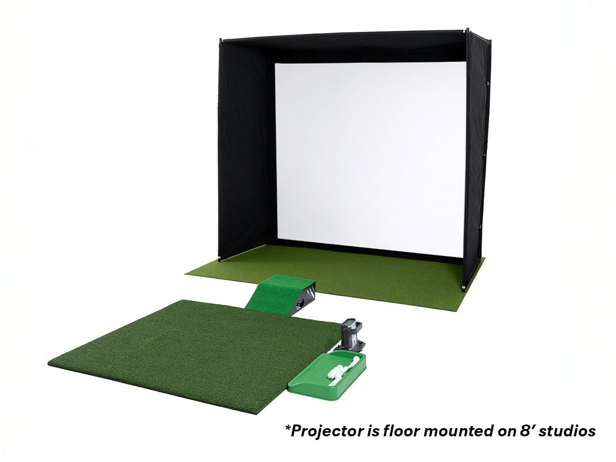 SkyTrak ST+ Golf Simulator – Ultimate Studio Package | Home Golf Simulator with Launch Monitor, Mat, Net & Screen
