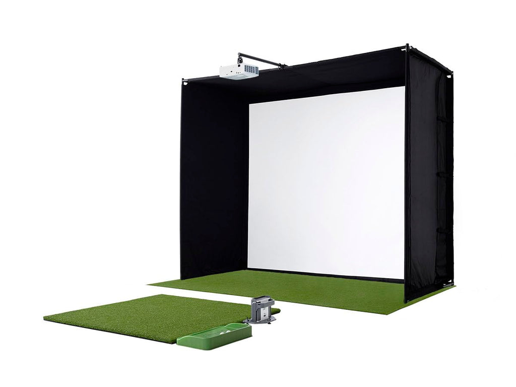 SkyTrak ST+ Golf Simulator – Ultimate Studio Package | Home Golf Simulator with Launch Monitor, Mat, Net & Screen