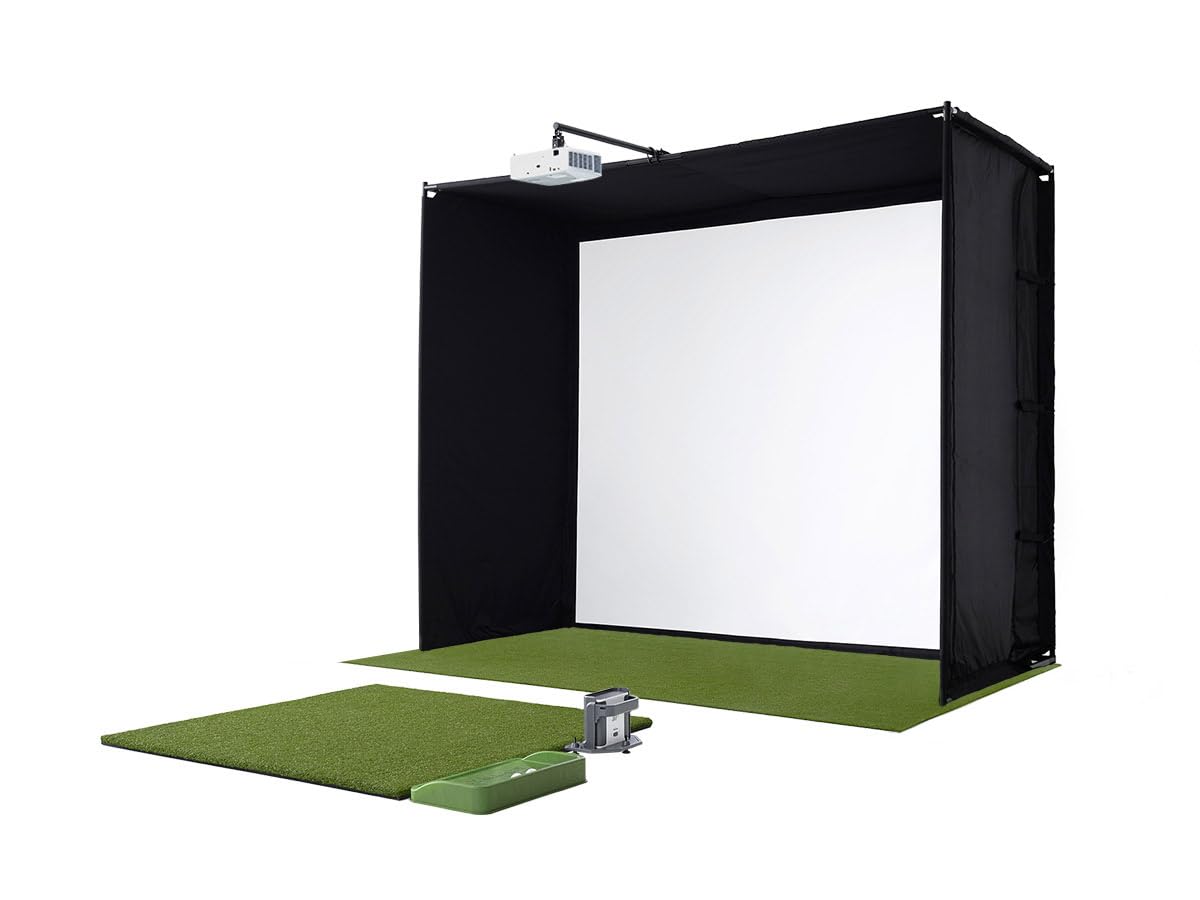 SkyTrak ST+ Golf Simulator – Ultimate Studio Package | Home Golf Simulator with Launch Monitor, Mat, Net & Screen
