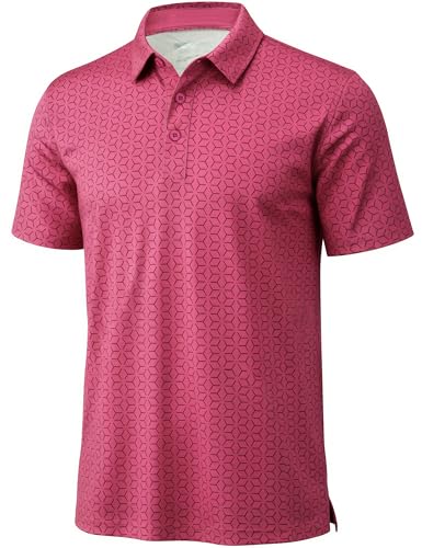 MAGCOMSEN Mens Golf Shirt Short Sleeve Dry Fit Moisture Wicking Golf Polos Casual Performance Print Collared Shirt Men