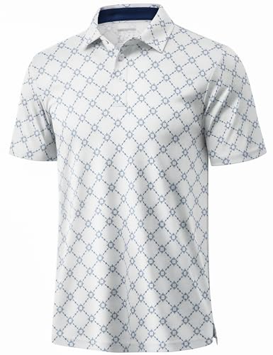MAGCOMSEN Mens Golf Shirt Short Sleeve Dry Fit Moisture Wicking Golf Polos Casual Performance Print Collared Shirt Men
