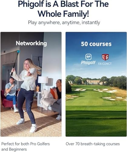 PHIGOLF Home Golf Game Simulator: Enjoy Interactive Golf with Motion Sensor & Swing Stick for Indoor & Outdoor Fun – 38,000+ Courses Worldwide, Compatible with Android, iOS, App & E6 Connect