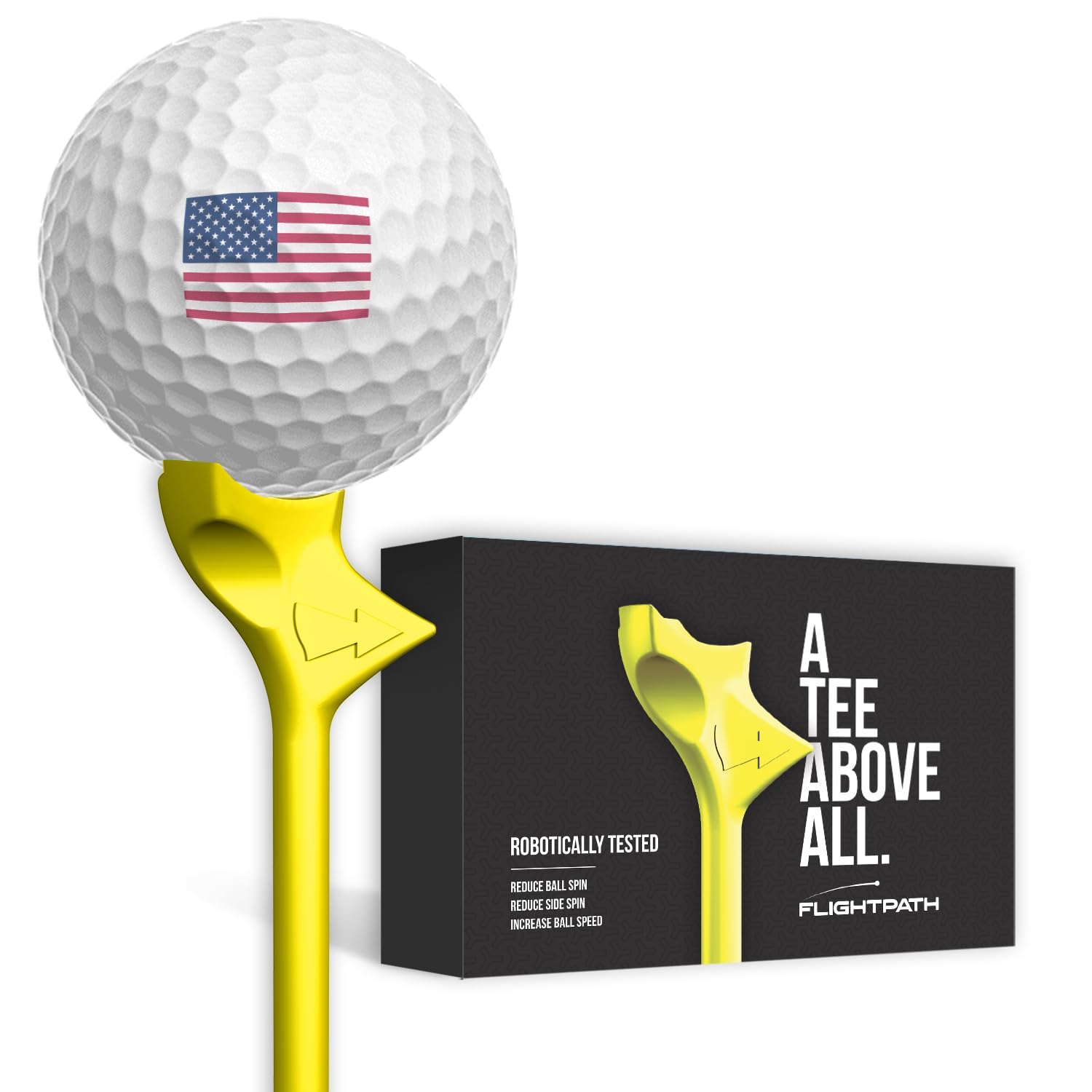 FLIGHTPATH Diamond Golf Tees – Patented Design to Reduce Spin for Long, Straight Drives – Low-Friction 3.25” Long Tees, Robotically Tested for Ball Spin – USGA Approved Performance