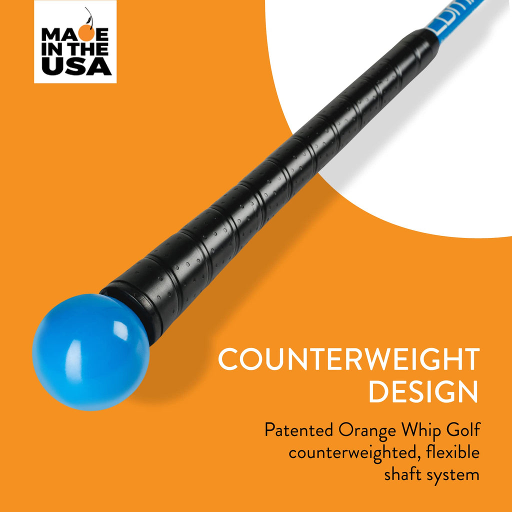 Orange Whip Golf Swing Trainer Aid Patented & Made in USA for Improved Rhythm, Flexibility, Balance, Tempo, and Strength *American Made*