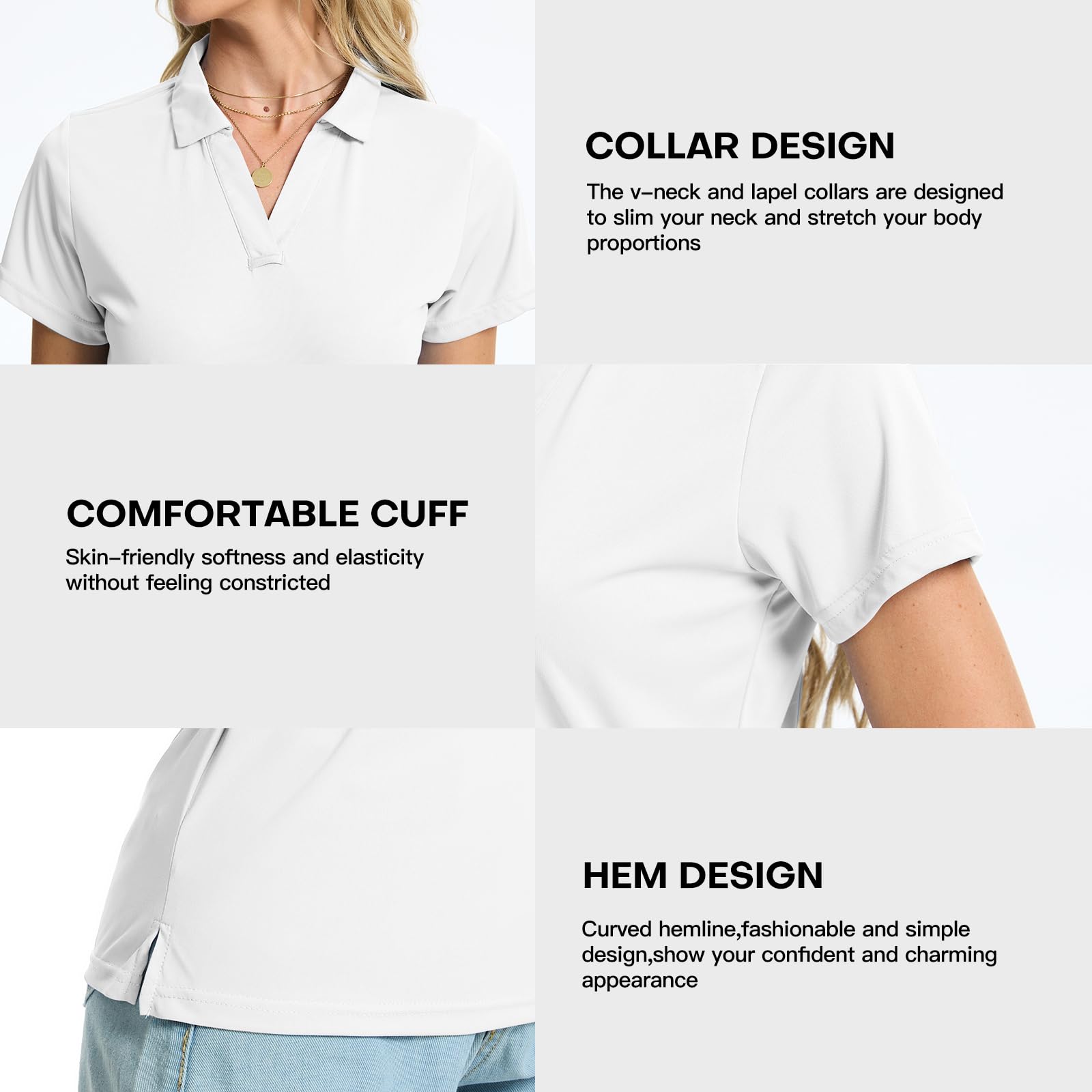Women's Polo Shirts Short Sleeve Quick Dry UPF 50+ Sun Protection Business Casual Collared Shirt Tennis Golf Shirt Work Tops