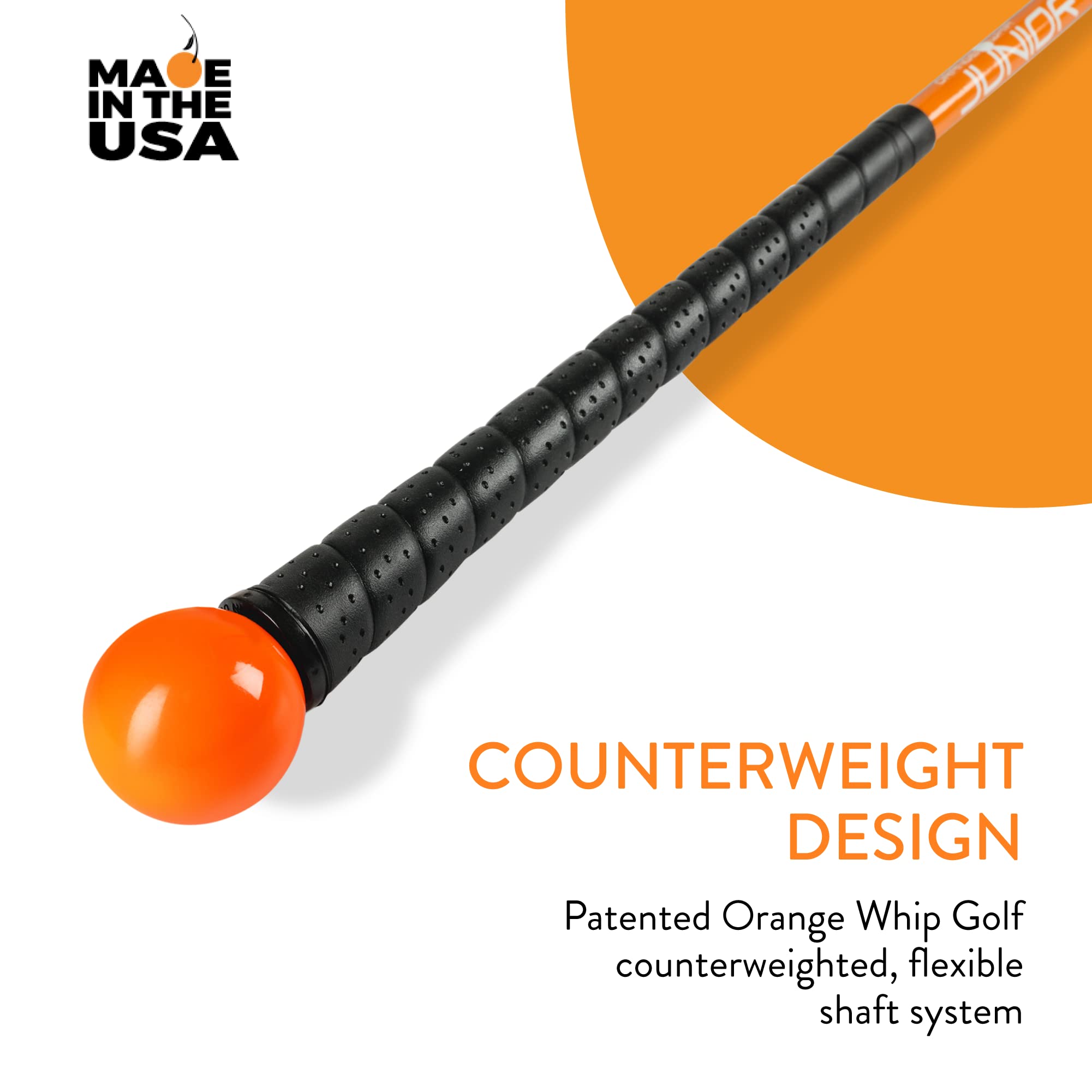 Orange Whip Golf Swing Trainer Aid Patented & Made in USA for Improved Rhythm, Flexibility, Balance, Tempo, and Strength *American Made*