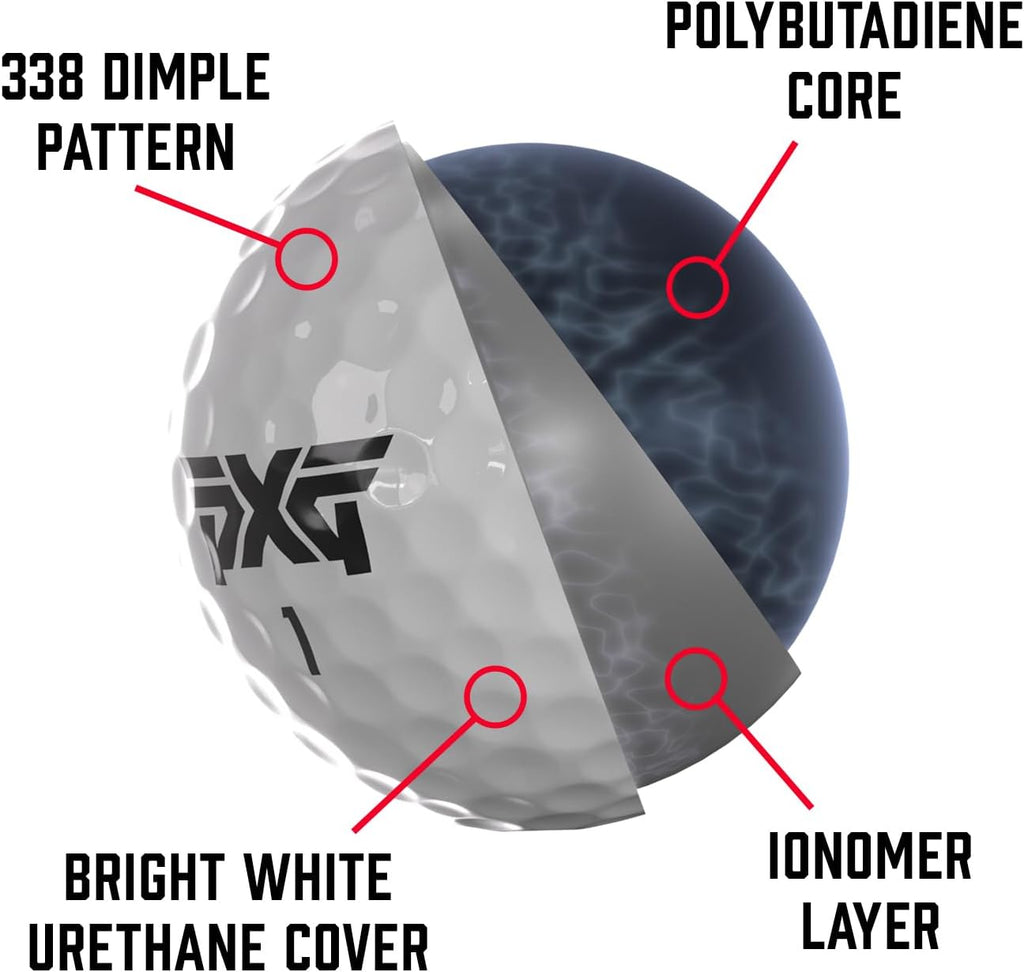 PXG Golf Xtreme Tour Golf Balls for Men, 12 Pack, 4 Sleeves