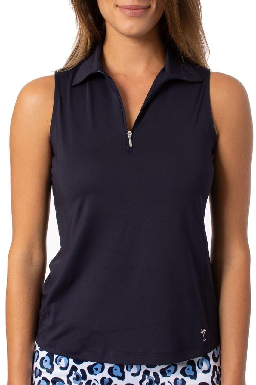 GOLFTINI Women's Zip Golf Polo - Sleeveless, Lightweight, Moisture-Wicking, UPF, 4-Way Stretch for Sports