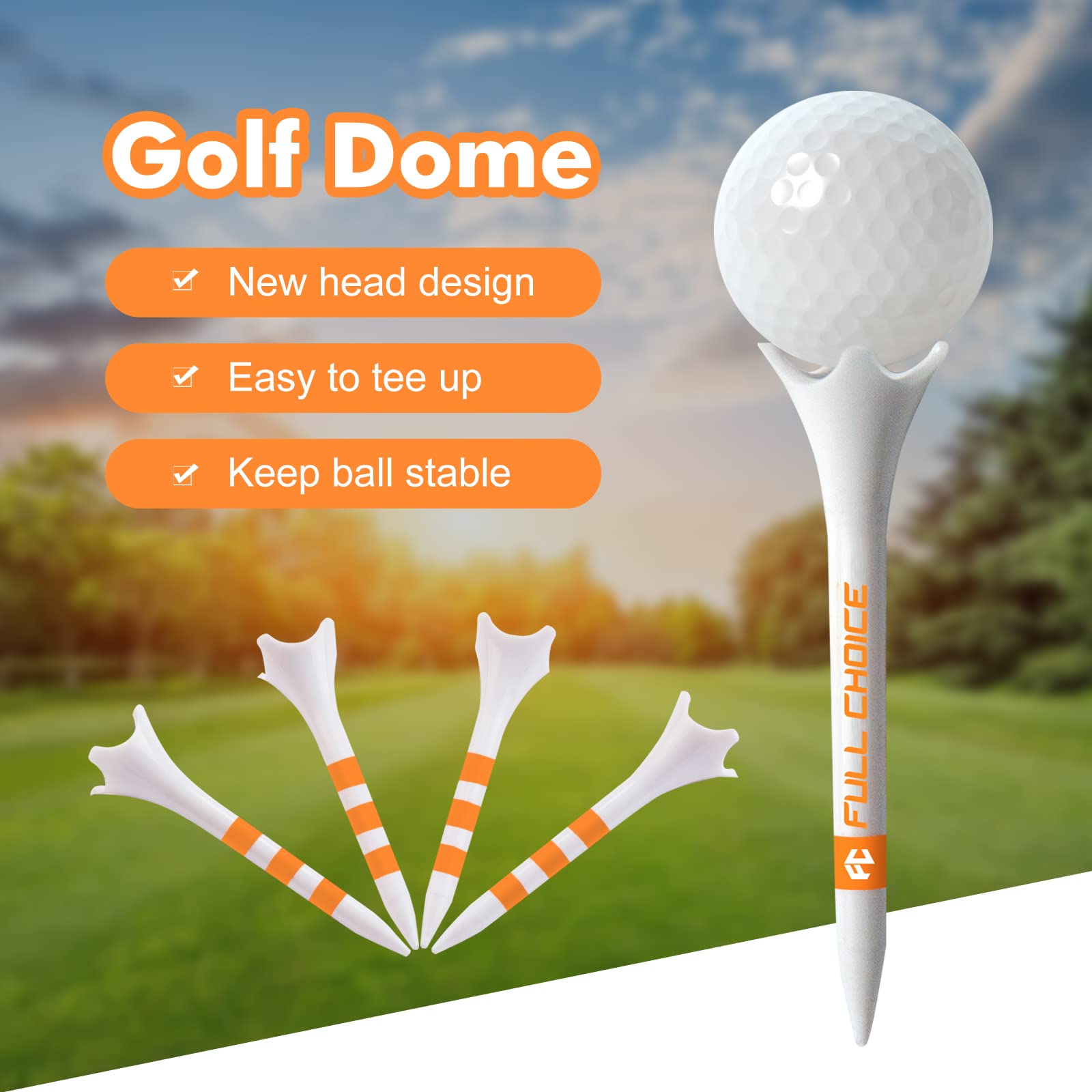 Professional Plastic Golf Tees 100 Pack (3-1/4" or 2-3/4"), Enhanced Durability & Stability, Engineered to Minimize Friction and Side Spin