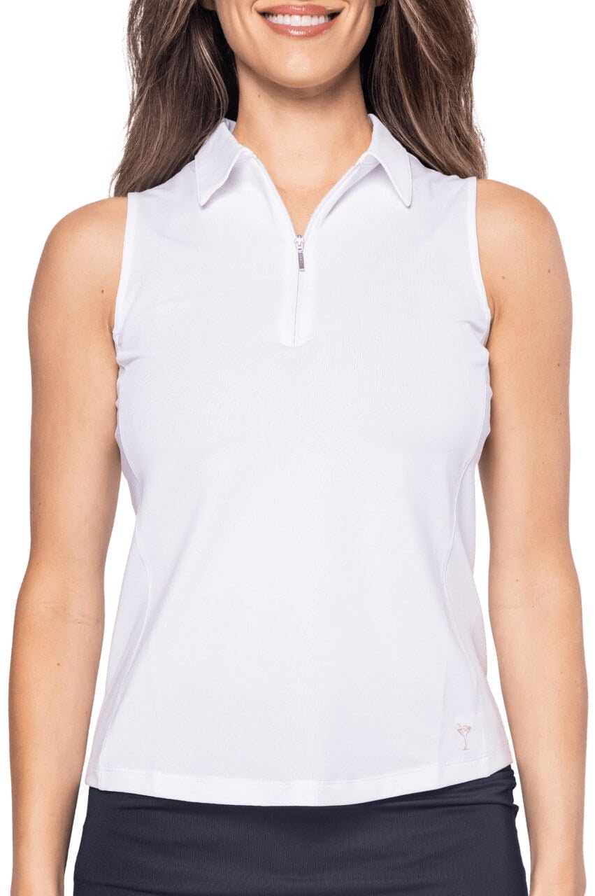 GOLFTINI Women's Zip Golf Polo - Sleeveless, Lightweight, Moisture-Wicking, UPF, 4-Way Stretch for Sports
