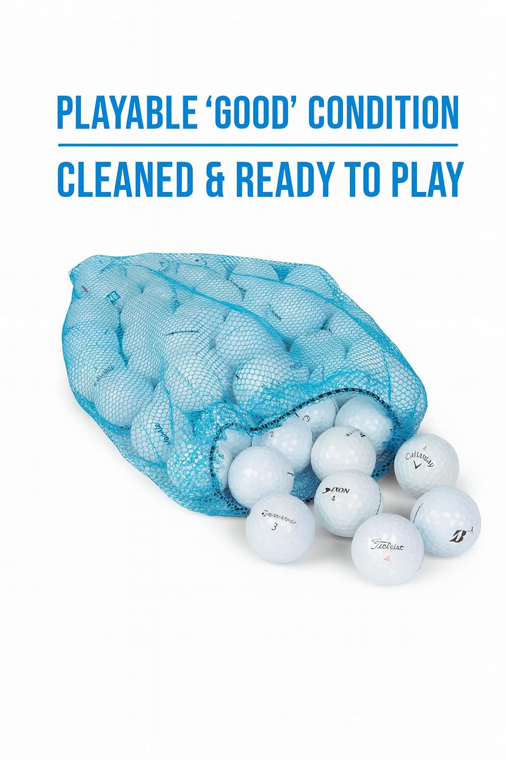 Clean Green Golf Balls 48 Recycled and Used Golf Balls for Titleist, Callaway, Taylormade, and Lower Brands Like Pinnacle, Top-Flite, Kirkland