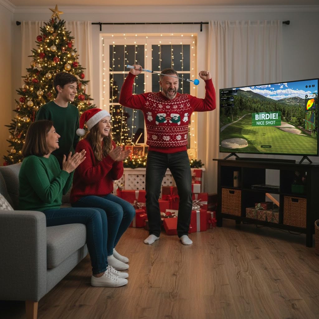 PHIGOLF Home Golf Game Simulator: Enjoy Interactive Golf with Motion Sensor & Swing Stick for Indoor & Outdoor Fun – 38,000+ Courses Worldwide, Compatible with Android, iOS, App & E6 Connect