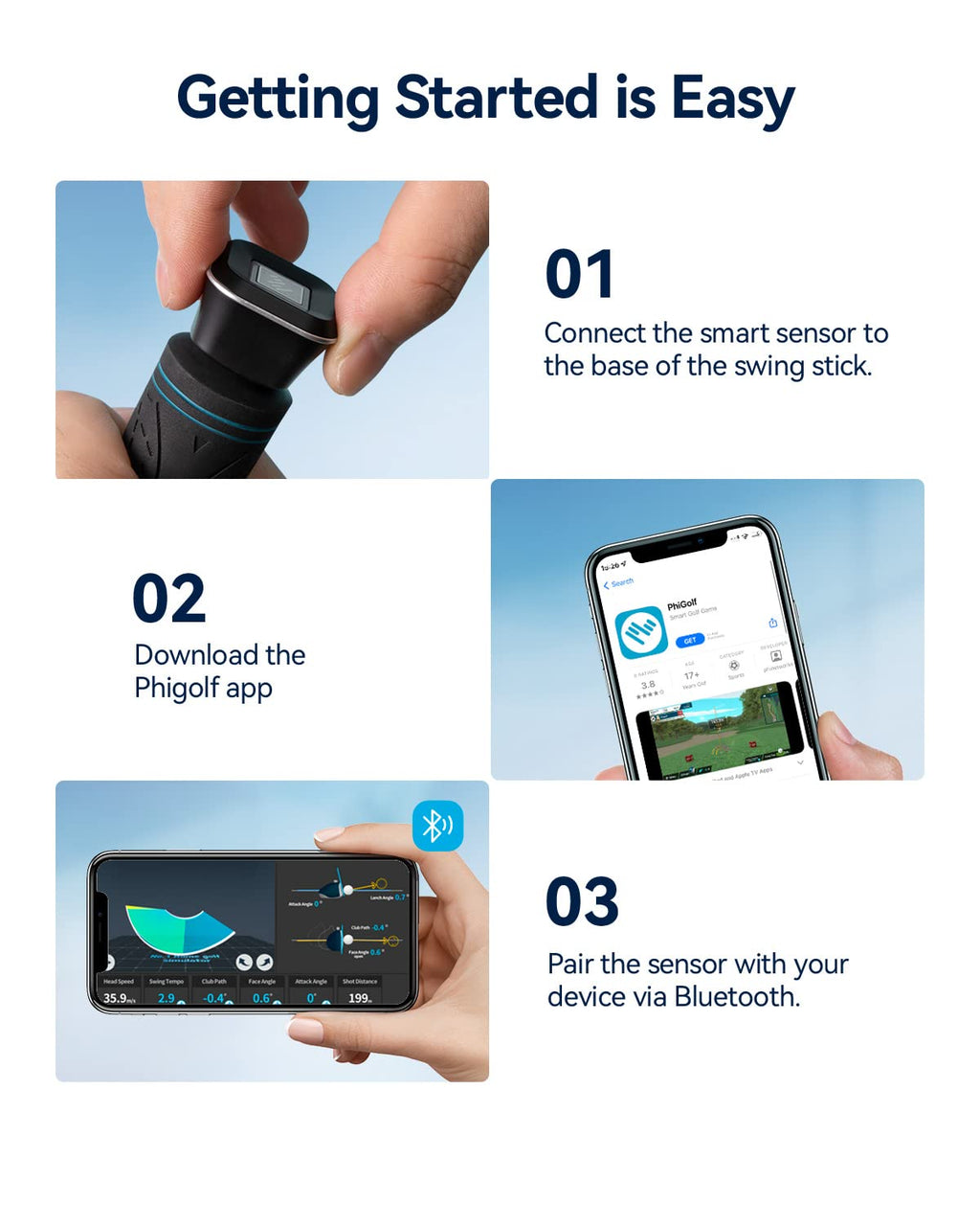 PHIGOLF Home Golf Game Simulator: Enjoy Interactive Golf with Motion Sensor & Swing Stick for Indoor & Outdoor Fun – 38,000+ Courses Worldwide, Compatible with Android, iOS, App & E6 Connect