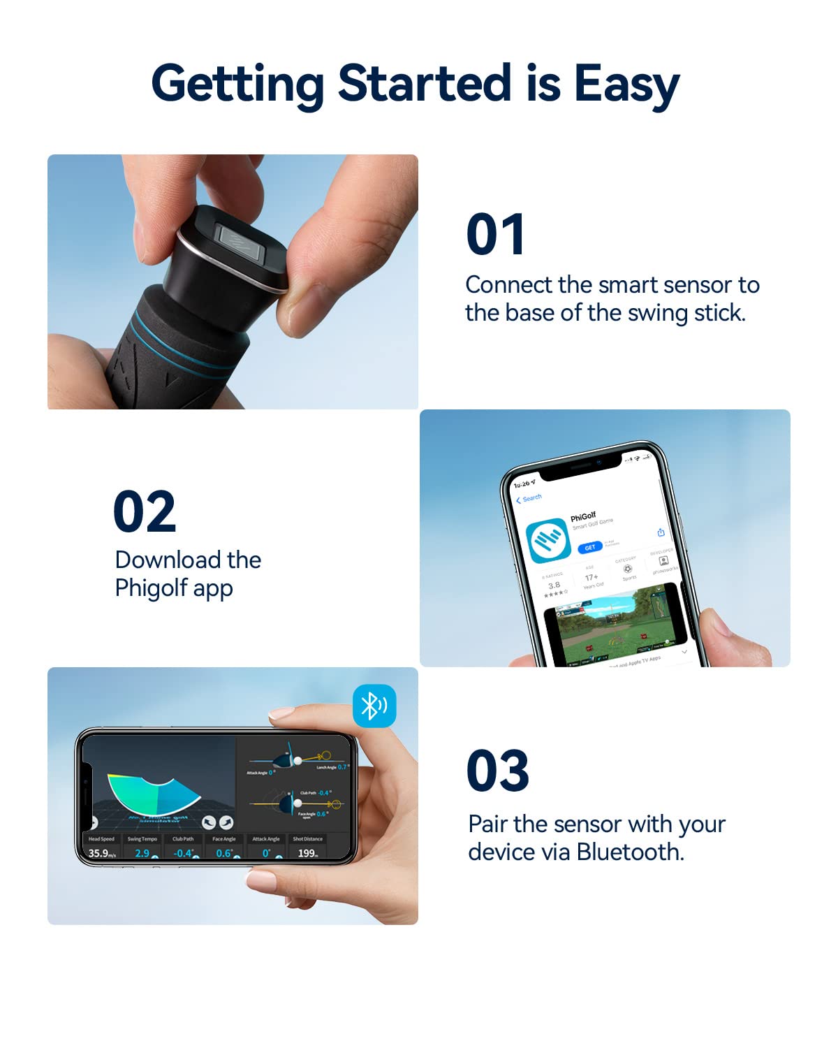 PHIGOLF Home Golf Game Simulator: Enjoy Interactive Golf with Motion Sensor & Swing Stick for Indoor & Outdoor Fun – 38,000+ Courses Worldwide, Compatible with Android, iOS, App & E6 Connect