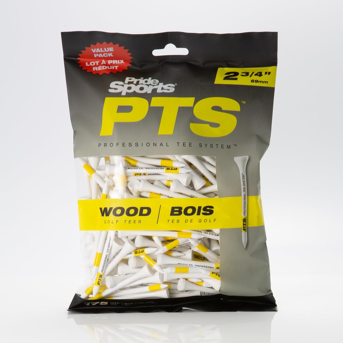 PrideSports PTS Wood Golf Tees | 100 Count, 2-3/4 Inch | #1 Wood Tee on Tour | Best for Drivers & Woods
