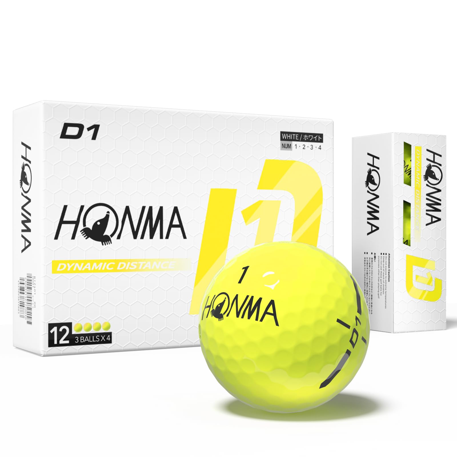 Honma D1 Distance Golf Balls,Extra Soft Feel with Long Distance,High Speed Core with Low Spin Design,Low Compression Golfballs Perfect for Men,Women Beginners,1 Dozen