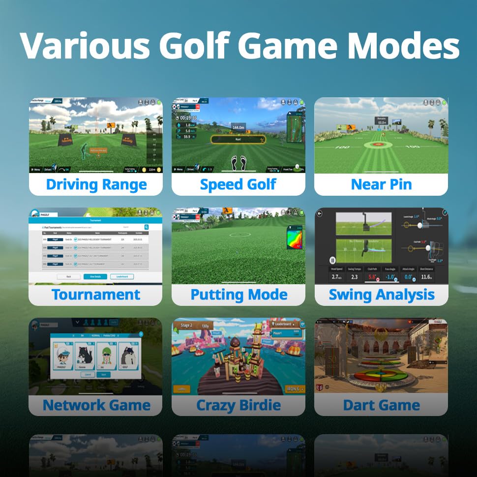 PHIGOLF Home Golf Game Simulator: Enjoy Interactive Golf with Motion Sensor & Swing Stick for Indoor & Outdoor Fun – 38,000+ Courses Worldwide, Compatible with Android, iOS, App & E6 Connect