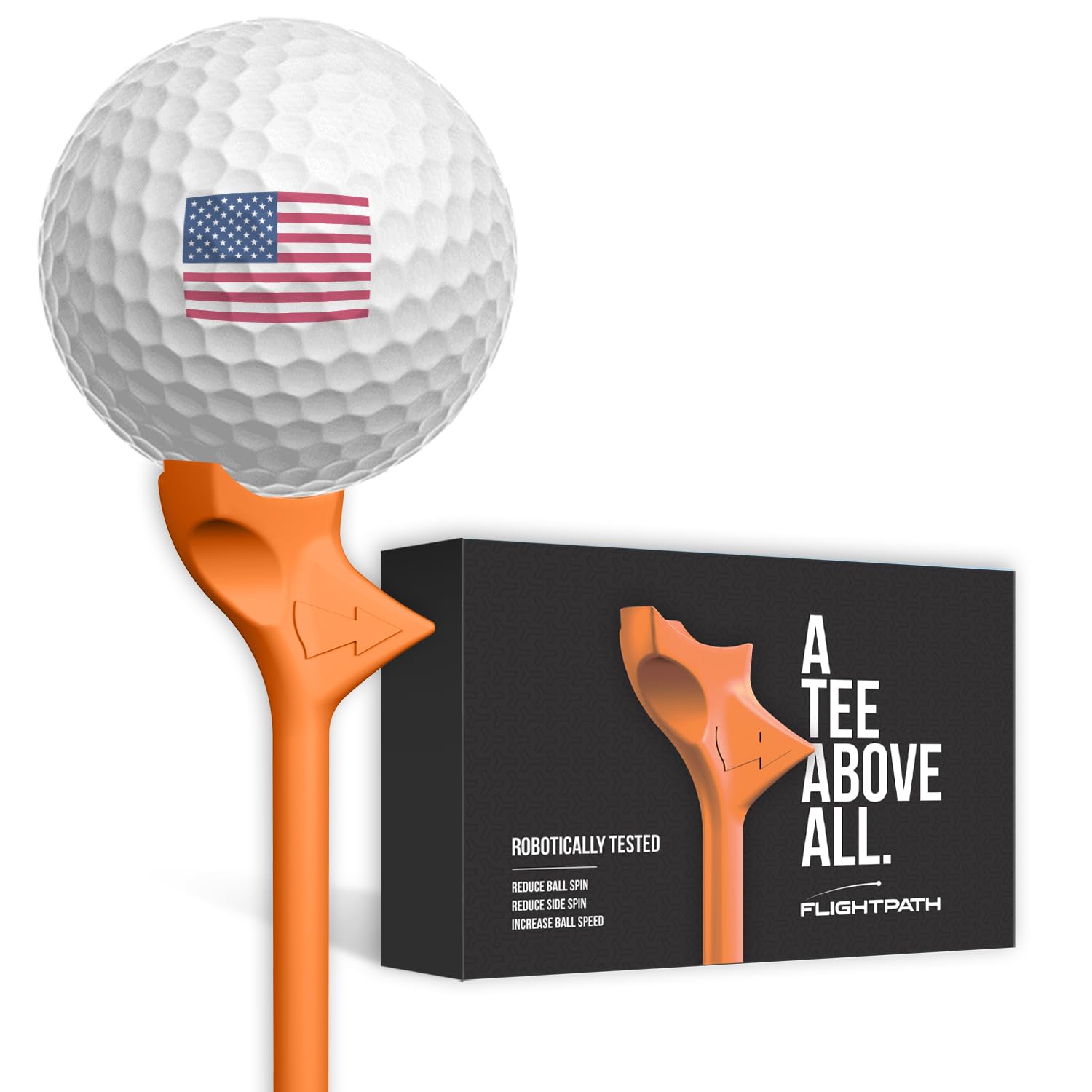 FLIGHTPATH Diamond Golf Tees – Patented Design to Reduce Spin for Long, Straight Drives – Low-Friction 3.25” Long Tees, Robotically Tested for Ball Spin – USGA Approved Performance