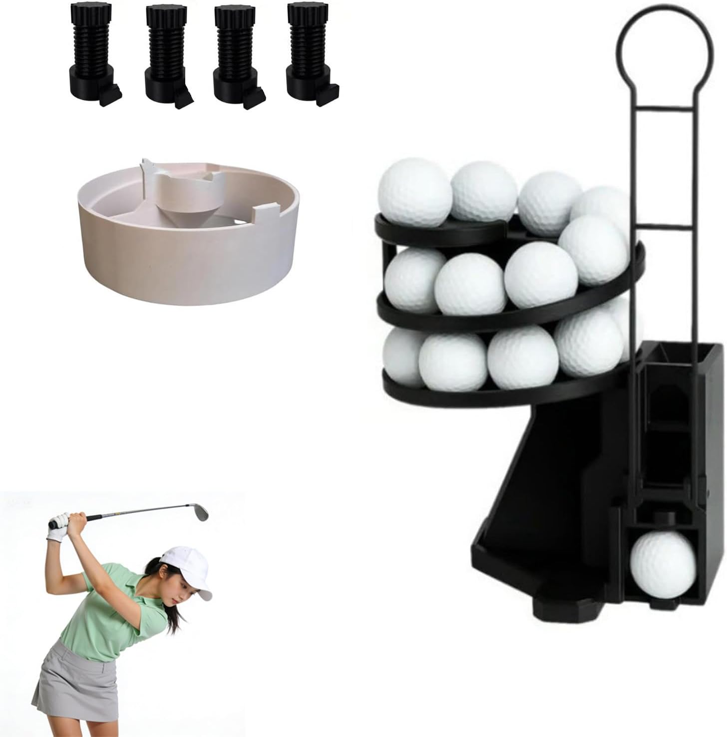 Automatic Golf Ball Launcher Pro with Foot Pedal, 25-Ball Capacity, Range Reload Dispenser for Indoor Outdoor Practice Training Aid