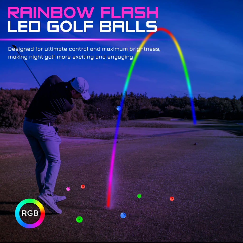 KINGTOP Upgraded Glow in The Dark Golf Balls - Super Bright Light Up LED Golf Ball - with Glow Golf Tees and Storage Bag - Fun Night Golfing Gift for Men and Women | Backyard Putting Greens