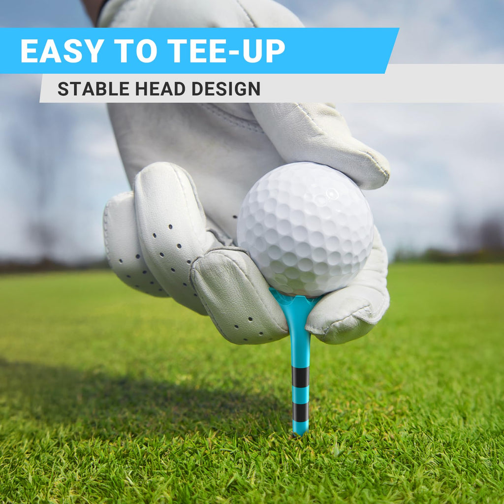 Professional Plastic Golf Tees 100 Pack (3-1/4" or 2-3/4"), Enhanced Durability & Stability, Engineered to Minimize Friction and Side Spin