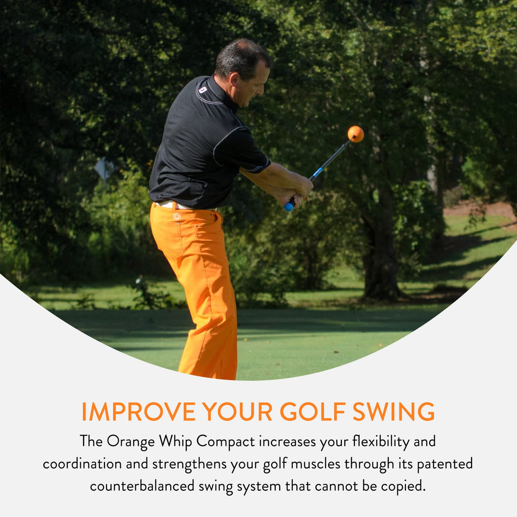 Orange Whip Golf Swing Trainer Aid Patented & Made in USA for Improved Rhythm, Flexibility, Balance, Tempo, and Strength *American Made*