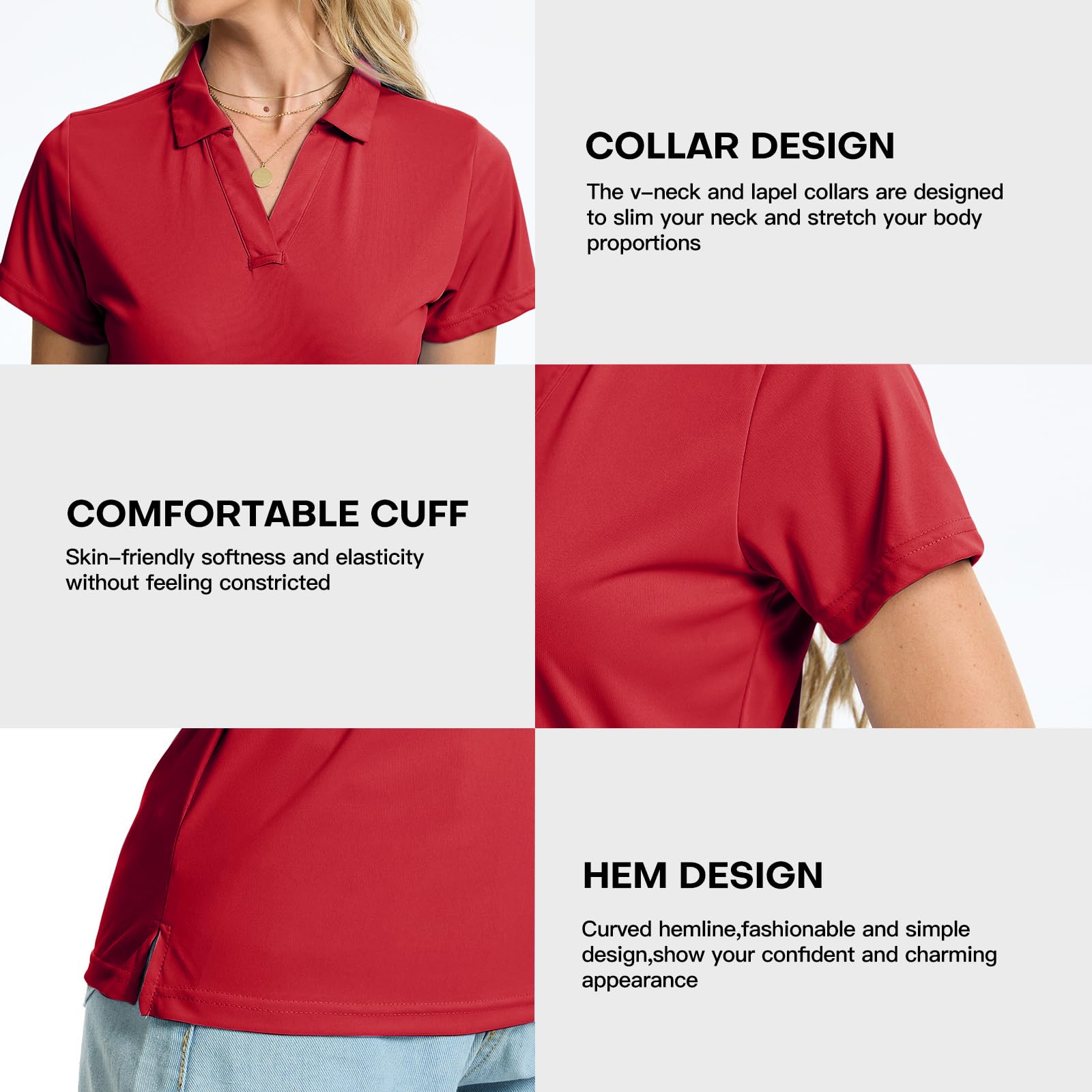 Women's Polo Shirts Short Sleeve Quick Dry UPF 50+ Sun Protection Business Casual Collared Shirt Tennis Golf Shirt Work Tops