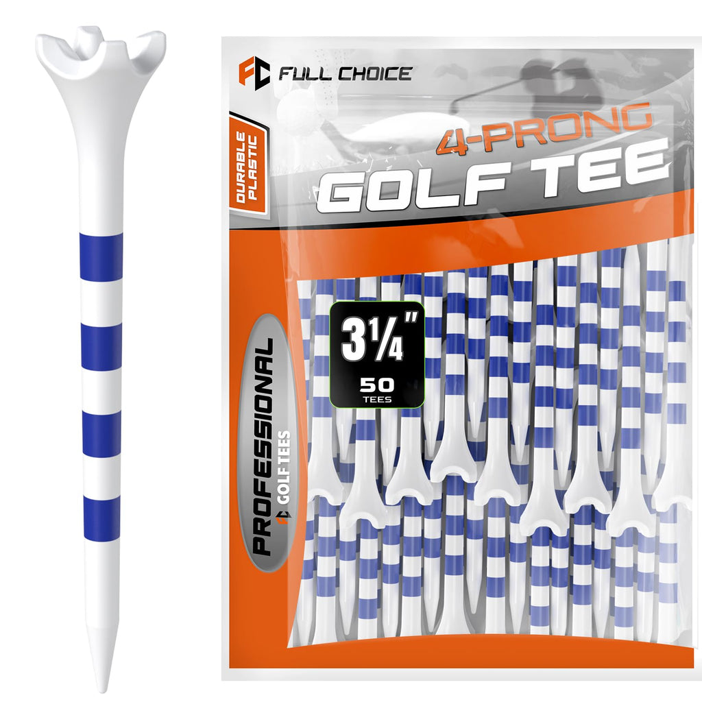 Professional Plastic Golf Tees 100 Pack (3-1/4" or 2-3/4"), Enhanced Durability & Stability, Engineered to Minimize Friction and Side Spin
