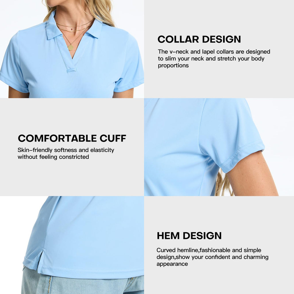 Women's Polo Shirts Short Sleeve Quick Dry UPF 50+ Sun Protection Business Casual Collared Shirt Tennis Golf Shirt Work Tops