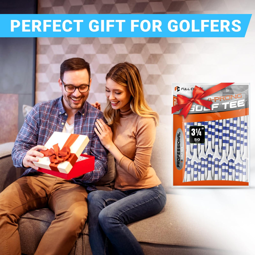 Professional Plastic Golf Tees 100 Pack (3-1/4" or 2-3/4"), Enhanced Durability & Stability, Engineered to Minimize Friction and Side Spin