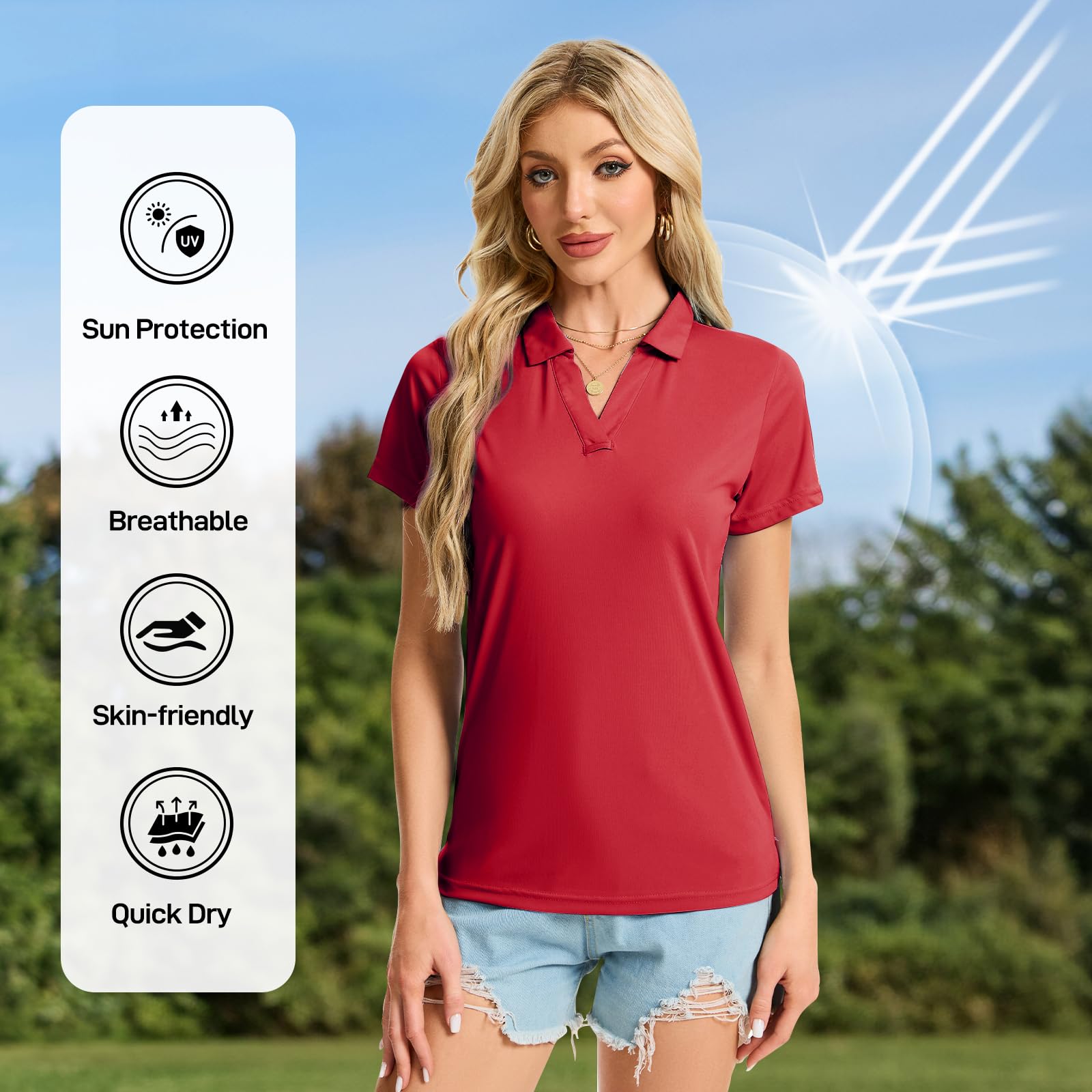 Women's Polo Shirts Short Sleeve Quick Dry UPF 50+ Sun Protection Business Casual Collared Shirt Tennis Golf Shirt Work Tops