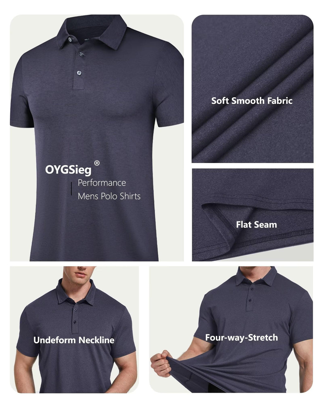 OYGSieg 6 Pack Mens Polo Shirts Performance Short Sleeve Golf Shirt Moisture Wicking Athletic Casual Collared T-Shirt