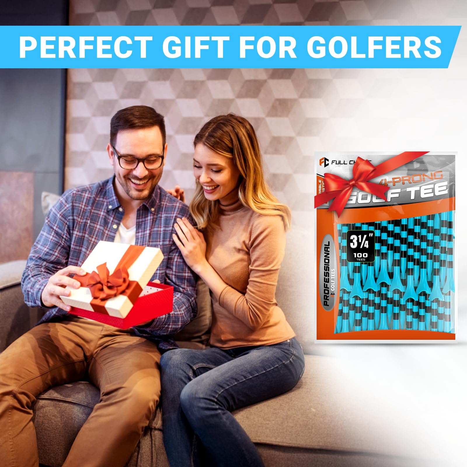 Professional Plastic Golf Tees 100 Pack (3-1/4" or 2-3/4"), Enhanced Durability & Stability, Engineered to Minimize Friction and Side Spin