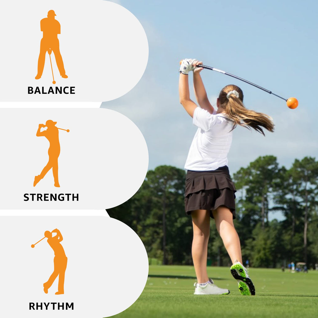 Orange Whip Golf Swing Trainer Aid Patented & Made in USA for Improved Rhythm, Flexibility, Balance, Tempo, and Strength *American Made*