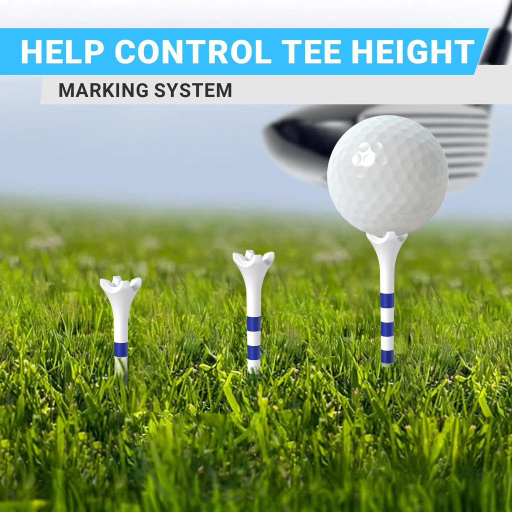 Professional Plastic Golf Tees 100 Pack (3-1/4" or 2-3/4"), Enhanced Durability & Stability, Engineered to Minimize Friction and Side Spin