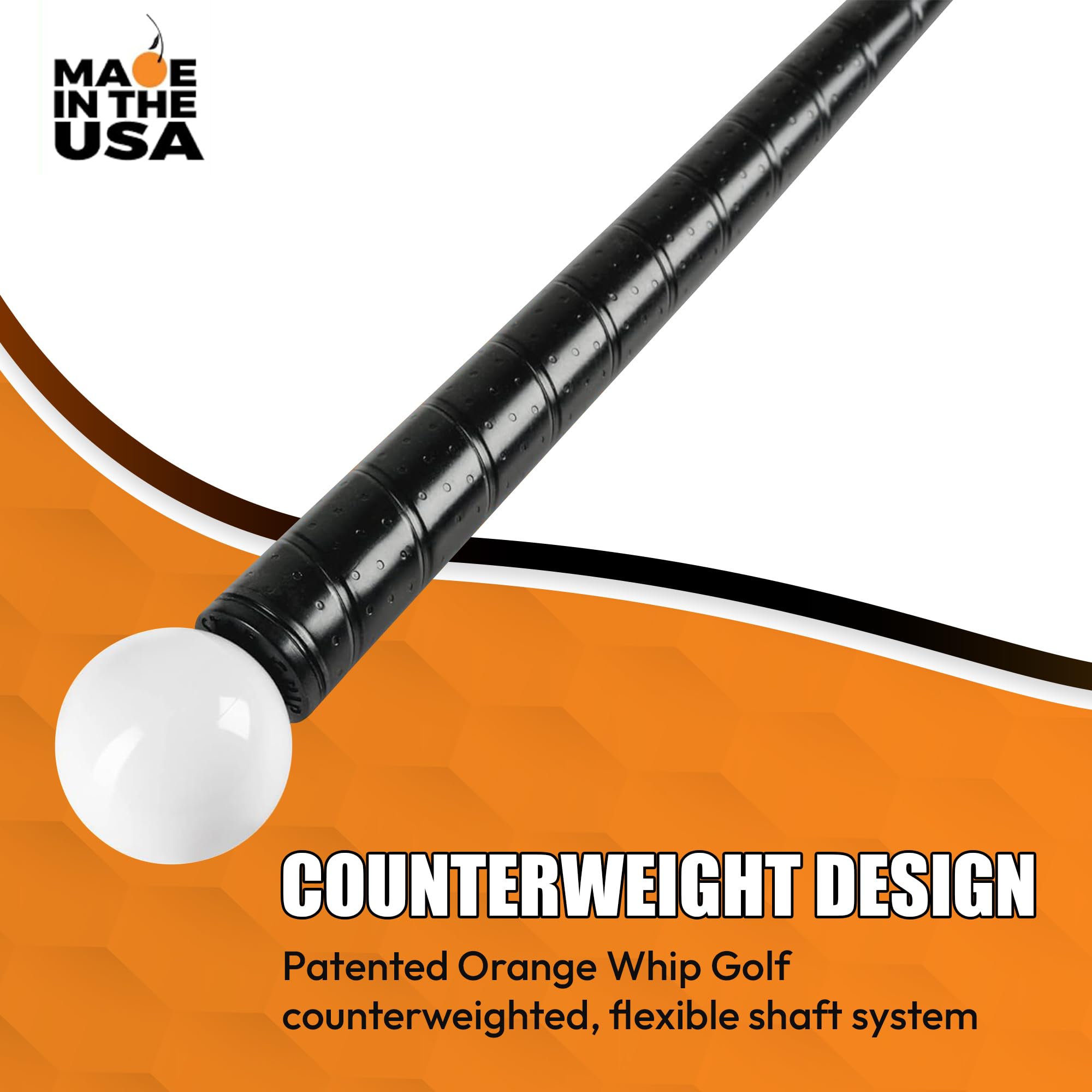 Orange Whip Golf Swing Trainer Aid Patented & Made in USA for Improved Rhythm, Flexibility, Balance, Tempo, and Strength *American Made*