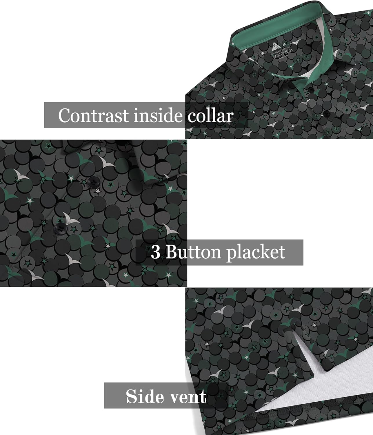 ZITY Men's Golf Shirts Short Sleeve Moisture Wicking Performance Print Patterns Casual Collared Golf Polo Shirt for Men