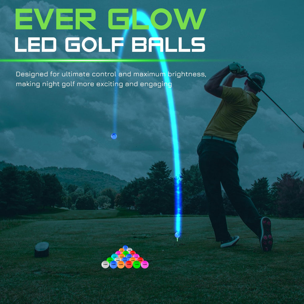 KINGTOP Upgraded Glow in The Dark Golf Balls - Super Bright Light Up LED Golf Ball - with Glow Golf Tees and Storage Bag - Fun Night Golfing Gift for Men and Women | Backyard Putting Greens