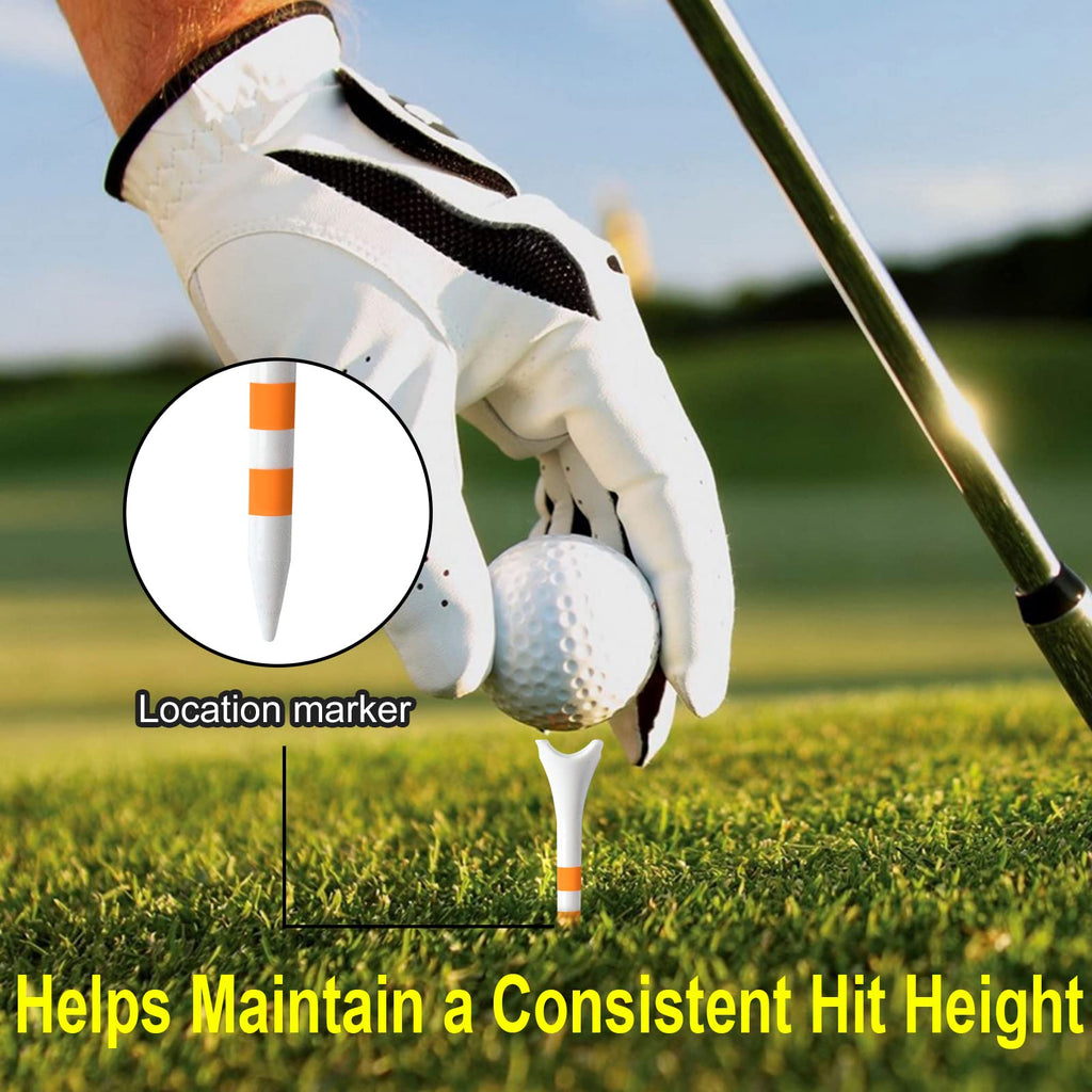 Professional Plastic Golf Tees 100 Pack (3-1/4" or 2-3/4"), Enhanced Durability & Stability, Engineered to Minimize Friction and Side Spin