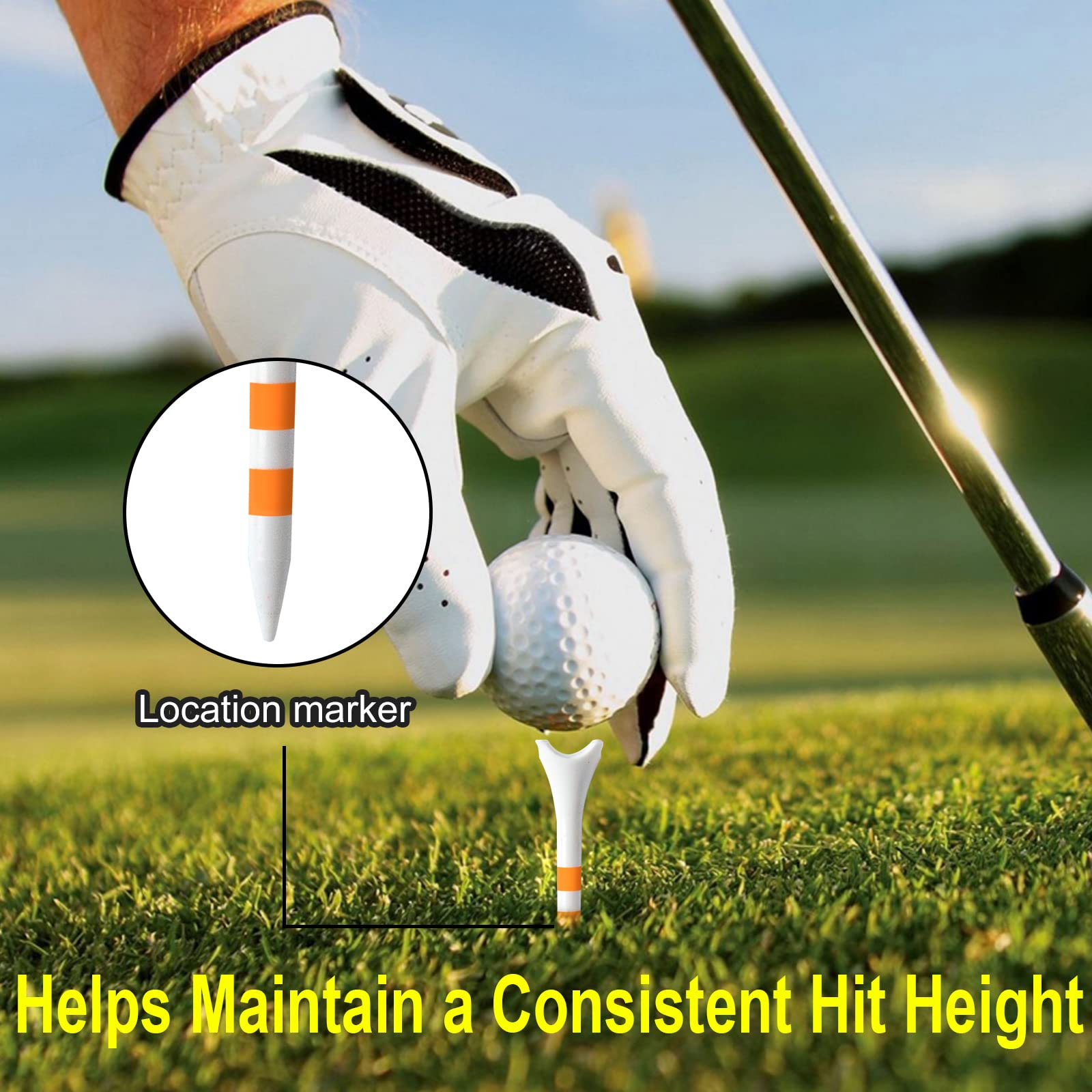 Professional Plastic Golf Tees 100 Pack (3-1/4" or 2-3/4"), Enhanced Durability & Stability, Engineered to Minimize Friction and Side Spin